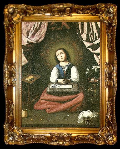 framed  Francisco de Zurbaran the virgin as a girl, praying, ta009-2